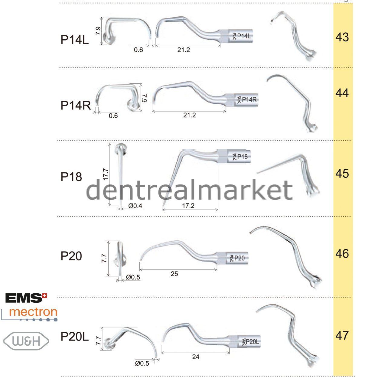 Woodpecker Scaler Periodontic Tip P14L – Compatible with EMS, Mectron, Woodpecker, and W&H