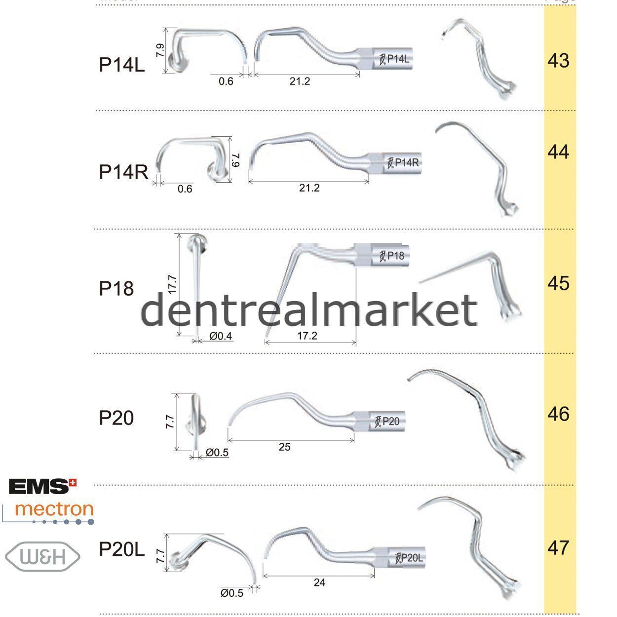 Woodpecker Periodontic Scaler Tip P20 — EMS, Mectron, Woodpecker, W&H Compatible