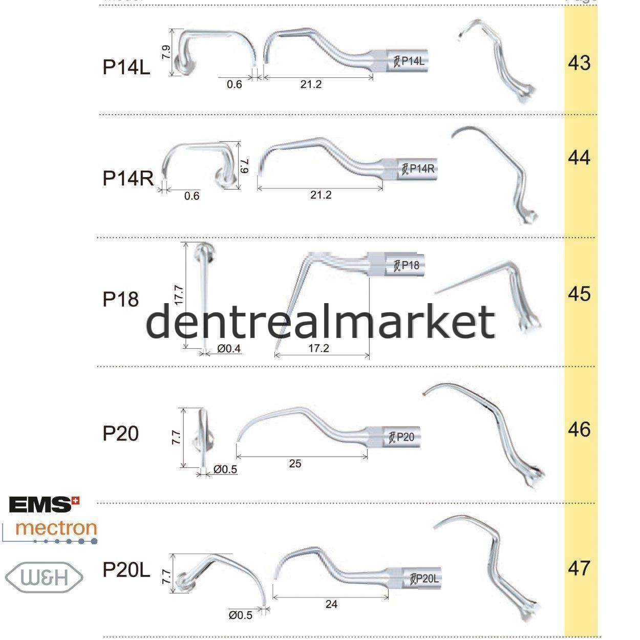Woodpecker Periodontic Scaler Tip P20L — EMS, Mectron, Woodpecker, W&H Compatible