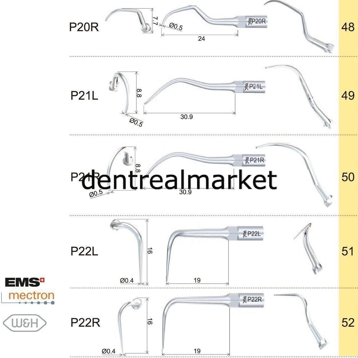 Woodpecker P3 Periodontic Scaler Tip - EMS, Mectron, Woodpecker, W&H Compatible