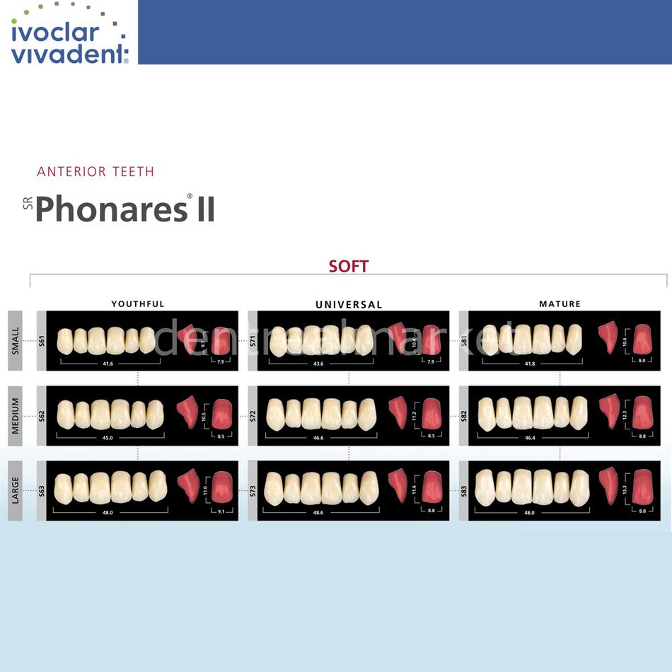 Ivoclar Vivadent SR Phonares II Nano-Hybrid Composite Upper Anterior Teeth 6-Pack