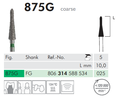 Meisinger 875G Synthetic Diamond Bur — Pack of 5