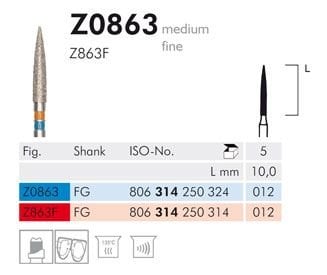 Meisinger Z0863 Diamond Bur for Zirconia — Pack of 2
