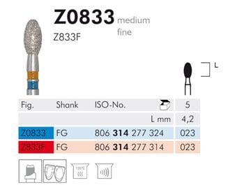 Meisinger Z0833 Diamond Bur for Zirconia — Pack of 2