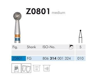 Meisinger Z0801 Diamond Bur for Zirconia — 2 pcs