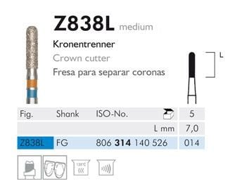 Meisinger Z838L Diamond Bur for Zirconia — Pack of 2