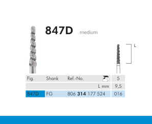 Meisinger 847D Tapered Synthetic Diamond Bur — Pack of 5