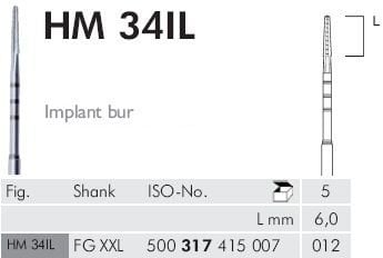 Meisinger Carbide Surgical Bur 34IL Pack of 5