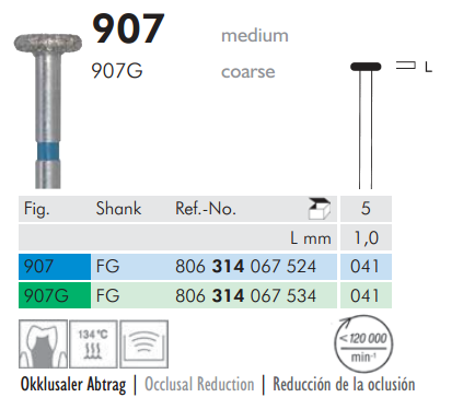 Meisinger 907 Synthetic Diamond Bur - Pack of 5