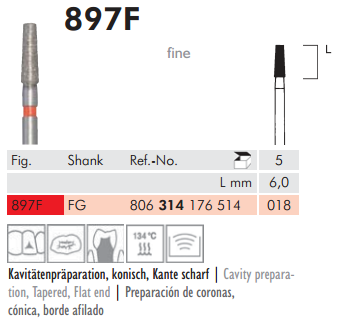 Meisinger 897F Synthetic Diamond Bur — Pack of 5