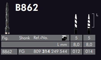 Meisinger Black Cobra Line Synthetic Diamond Bur B862 5 pcs