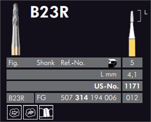 Meisinger Black Cobra Metal Cutting Bur B23R — Pack of 5