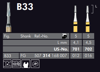 Meisinger Black Cobra Carbide Bur B33 — Pack of 5
