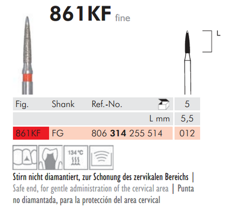 Meisinger 83808 Scalino Synthetic Diamond Bur 5 pcs