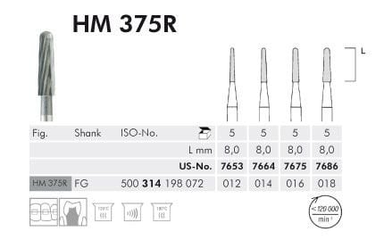 Meisinger HM375R Carbide Polishing Bur - 5 pcs