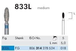 Meisinger 833L Synthetic Diamond Bur — Pack of 5