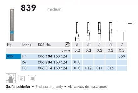 Meisinger 839 Synthetic Diamond Bur - 5 pcs