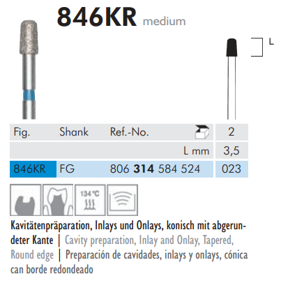 Meisinger 846KR Synthetic Diamond Bur — Pack of 2 — Tapered
