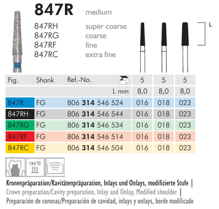 Meisinger 847R Synthetic Diamond Bur Pack of 5 – Tapered