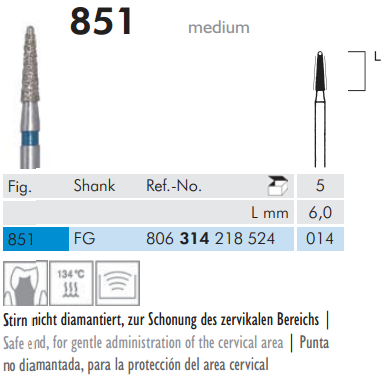 Meisinger 851 Synthetic Diamond Bur 2 pcs