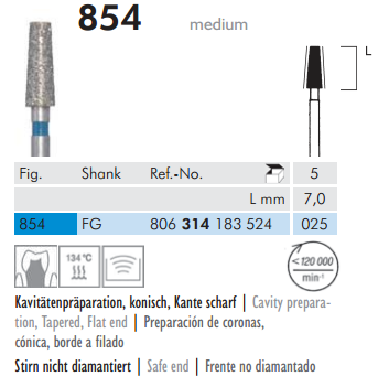 Meisinger 854 Synthetic Diamond Bur — Pack of 5