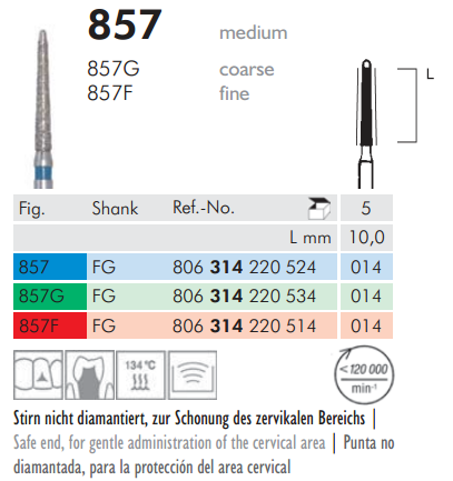 Meisinger 857 Synthetic Diamond Bur Pack of 5