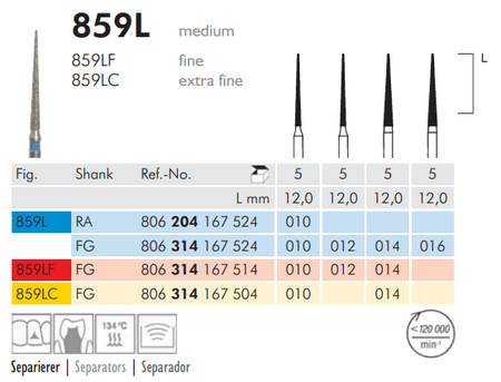 Meisinger 859L Synthetic Diamond Bur Pack of 5 – Needle