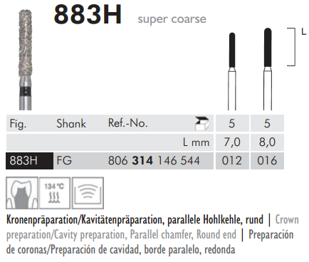 Meisinger 883H Synthetic Diamond Cylinder Bur — Pack of 5