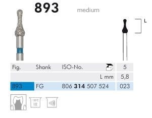 Meisinger 893 Synthetic Diamond Bur — Pack of 5