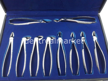 Ocean Adult Extraction Forceps Set — 10 Pieces