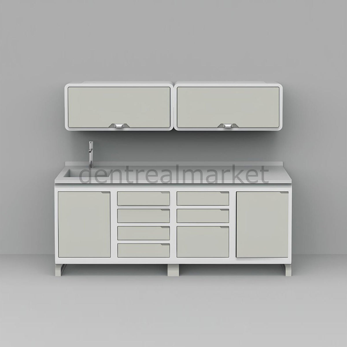 Grup Dental Wall-Mount Mobile Cabinet Clinic Workbench - Glass Top SFS-SFW