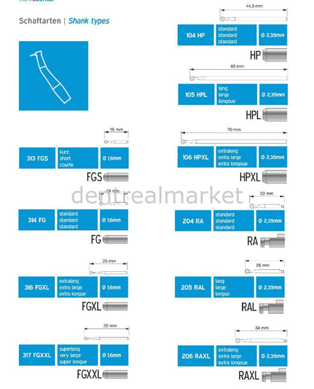 Frank Dental Aggressive Metal Crown Cutting Bur FD8XL - Pack of 5