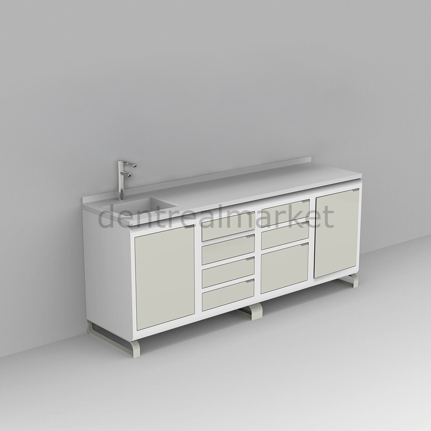Grup Dental Safir Series Clinic Bench – Glass Worktop SFS