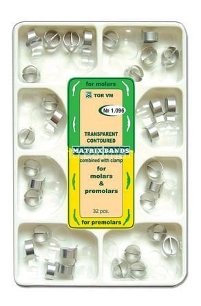 Tor VM Transparent Molar + Premolar Matrix Band with Clip — Pack of 32